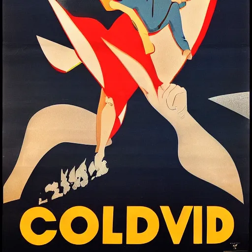 Image similar to 1 9 4 0 s us propaganda poster about covid - 1 9. no text.