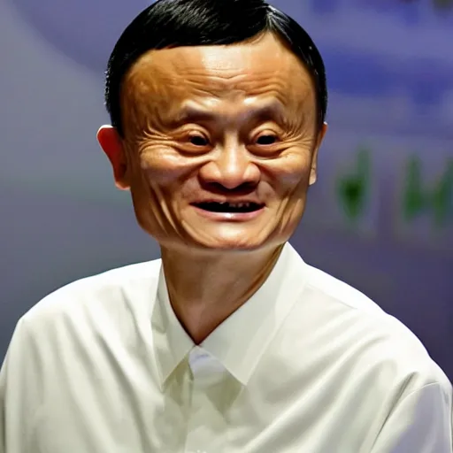 Image similar to jack ma tiny face enlarge cranium in the body form of crang photo portrait