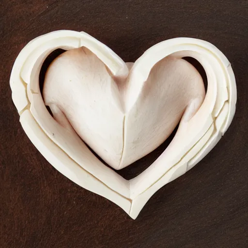 Image similar to anatomically correct heart carved out of ivory, canon 5 d 5 0 mm lens