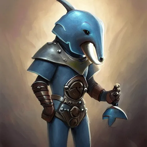 Image similar to cute little anthropomorphic anteater sentinel wearing magical blade knuckles, tiny, small, miniature animal, baby animal, short, pale blue armor, cute and adorable, pretty, beautiful, DnD character art portrait, matte fantasy painting, DeviantArt Artstation, by Jason Felix by Steve Argyle by Tyler Jacobson by Peter Mohrbacher, cinematic lighting