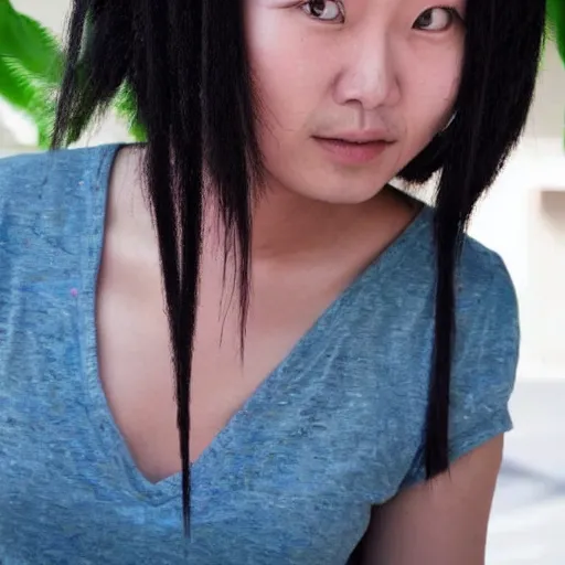 Image similar to face of a 30 years old chinese woman with African hair