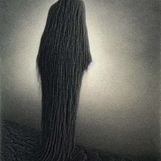 Prompt: grunge drawing of in the back of my mind by - Zdzisław Beksiński, detailed, elegant, intricate