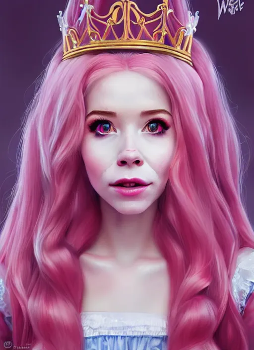 Image similar to belle delphine as queen, incredibly detailed face, true anatomy, art by wlop