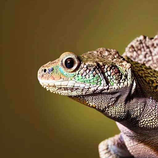 Image similar to An award winning photo of Tokay crocodile chameleon looking at the camera, cute, nature photography, National Geographic, 4k