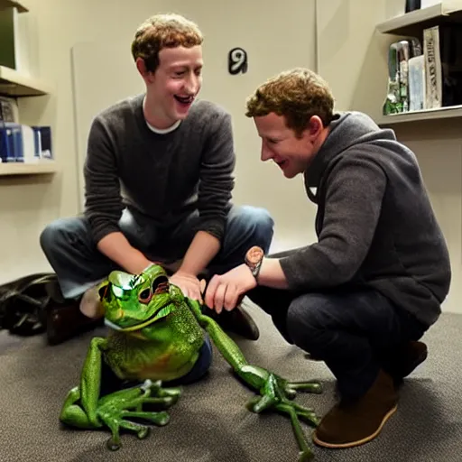 Image similar to Mark Zuckerberg talking to a frog