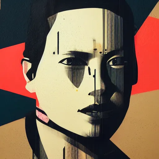 Prompt: Death Stranding profile picture by Sachin Teng, asymmetrical, Organic Painting , Violent, Dark, Powerful, geometric shapes, hard edges, graffiti, street art:2 by Sachin Teng:4