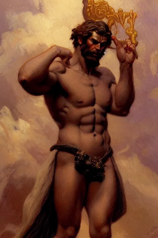 Image similar to zeus, character design, painting by gaston bussiere, katsuya terada, frank frazetta, tom of finland, trending on artstation