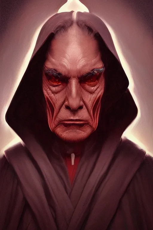 Image similar to breathtaking detailed concept art painting of a sith lord michel temer, by hsiao - ron cheng, exquisite detail, extremely moody lighting, 8 k