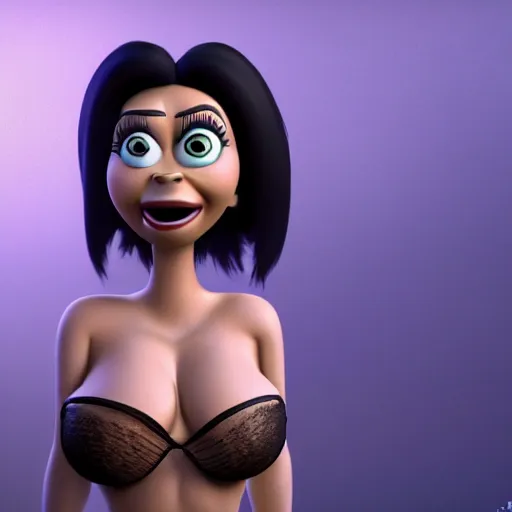 Image similar to undead kim kardashian as seen in pixar animated movie 4 k render octane remake by christopher nolan