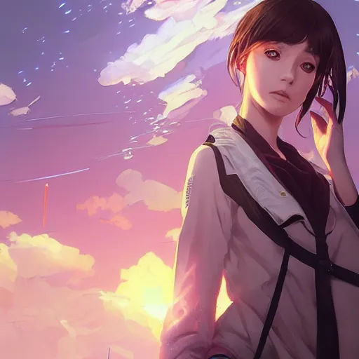 Image similar to highly detailed portrait, anime girl, in gta v, stephen bliss, unreal engine, fantasy art by greg rutkowski, loish, rhads, ferdinand knab, makoto shinkai and lois van baarle, ilya kuvshinov, rossdraws, tom bagshaw, global illumination, radiant light, detailed and intricate environment