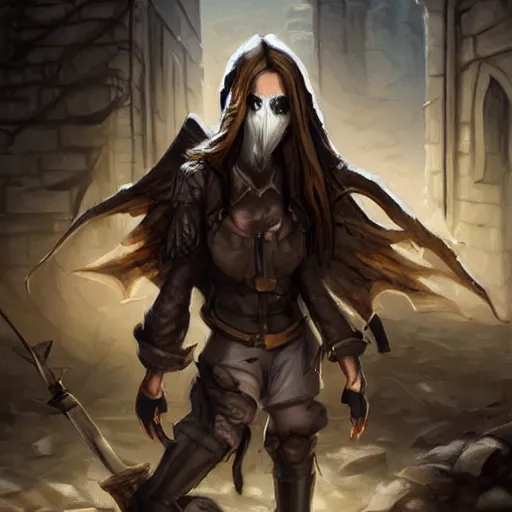 Prompt: dungeon and dragons rogue with covered face in an alley, hyper realistic, torn clothes, dirty, sweat, detailed face, in the style of emilia wilk
