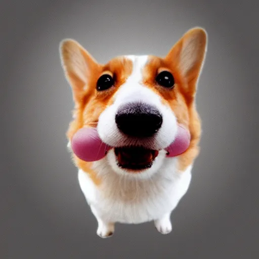 Image similar to Corgi with a cool baseball cap. Fish Eye Lens