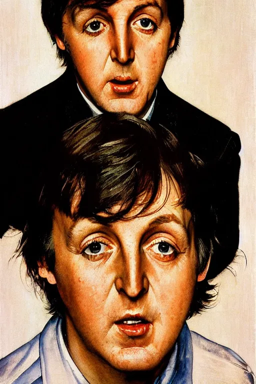 Image similar to portrait of Paul McCartney (1965), by Norman Rockwell