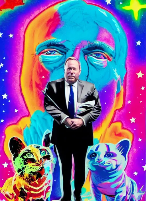 Image similar to alex jones by lisa frank and Zbigniew Brzezinski