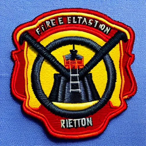 Image similar to fire station embroidered patch retro - futuristic design