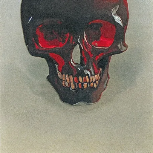 Image similar to transparent red liquid inside in a transparent skull, alexandre benois