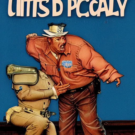 Prompt: hybrid of pig and nyc policeman, annoyed, ultra detailed, photo realistic, style of norman rockwell, smooth and clear, super sharp, style of richard corben.