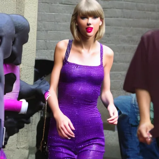 Image similar to taylor swift made of purple skin