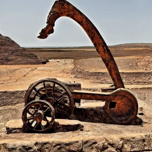 Image similar to ancient metal machine from 9 0 0 million years ago baffles modern archeologists, award winning photo