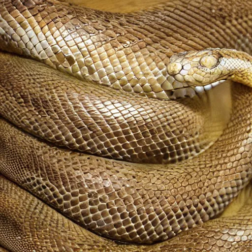 Image similar to A snake wearing a blonde wig, slimy snake, photo