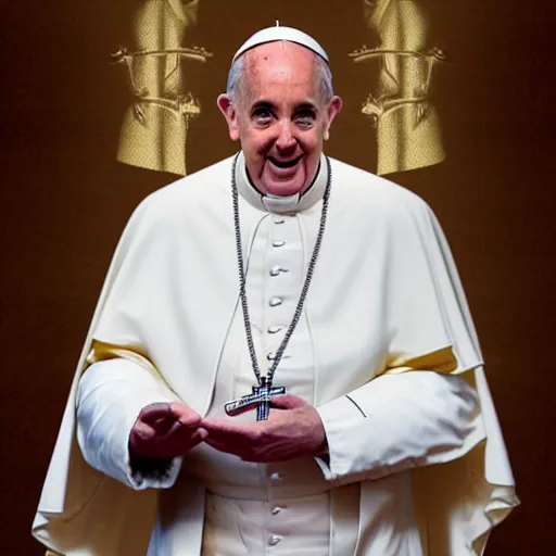 Image similar to anthropomorphic egg benedict wearing pope clothes