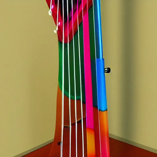 Image similar to a multi colored painted harp. artstation, masterpiece