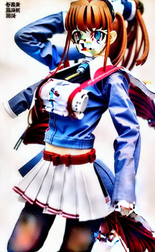 Prompt: a delinquent female student wearing a school uniform with skirt and fishnet stockings is building a gunpla plastic model of turn a gundam. beautiful 3 d shadowing reflective surfaces realized completely, 8 k beautifully extremely hyper - detailed pencil illustration, epic composition very very kawaii, masterpiece bold complimentary colors. stunning masterfully illustrated by artgerm and range murata.