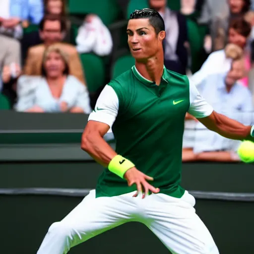 Image similar to cristiano ronaldo playing tennis at wimbledon