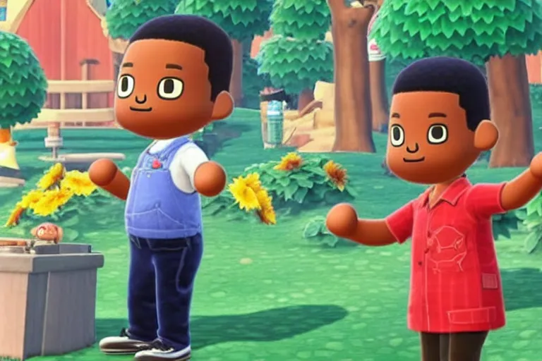 Image similar to chris rock slapping will smith, in animal crossing