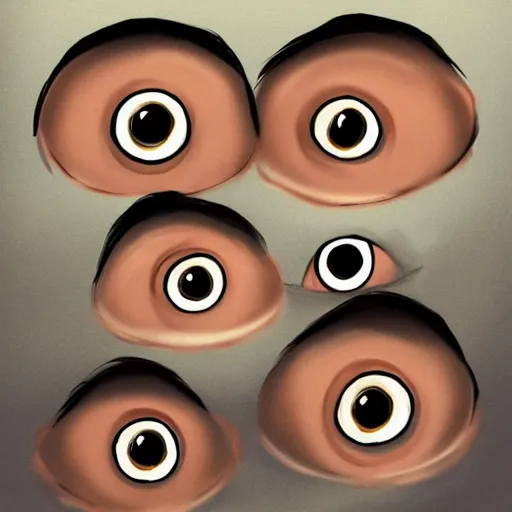 Prompt: giant eyeballs disguised as noses, digital painting