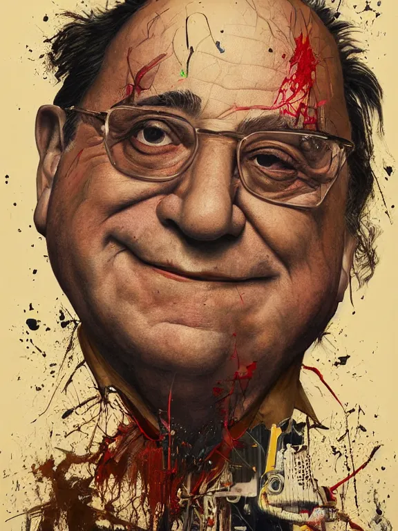 Prompt: art portrait of Danny devito,8k,by tristan eaton,Stanley Artgermm,Tom Bagshaw,Greg Rutkowski,Carne Griffiths,trending on DeviantArt,face enhance,hyper detailed,minimalist,cybernetic, android, blade runner,full of colour,