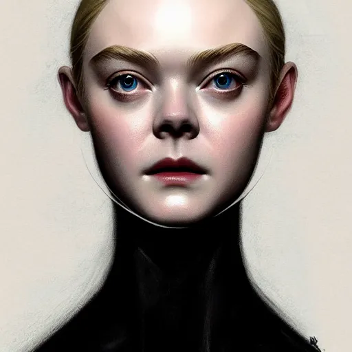 Image similar to symmetry!! portrait of elle fanning in irobot, horror, fashion, dark!! intricate, elegant, highly detailed, digital painting, artstation, concept art, smooth, sharp focus, illustration, art by artgerm and frank frazetta and peter paul rubens