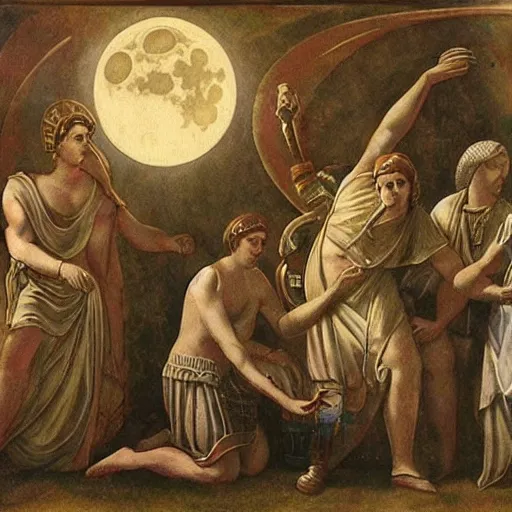 Prompt: the ancient romans attempt a moon landing in 100BC