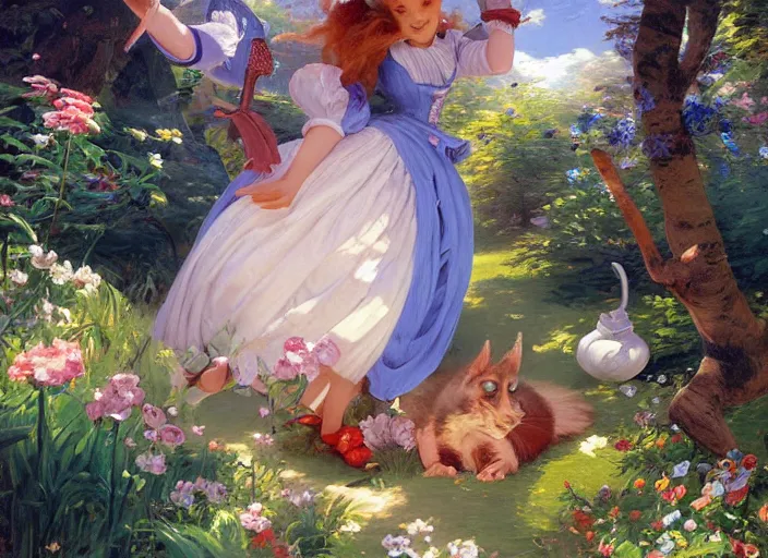 Image similar to clip art of alice in the wonderland by vladimir volegov and alexander averin and peder mørk mønsted and pierre auguste cot and raphael lacoste