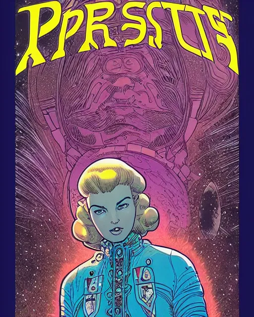 Prompt: portrait of a female space priestess by arthur adams and moebius and chip zdarsky, stunning, comic, pen and ink, slash page, highly detailed