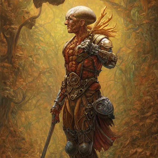 Image similar to Humanoid mushroom as a fantasy D&D character, full body art by Donato Giancola and James Gurney, digital art, trending on artstation