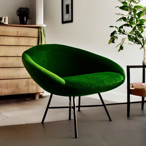 Image similar to an armchair in the shape of an avocado