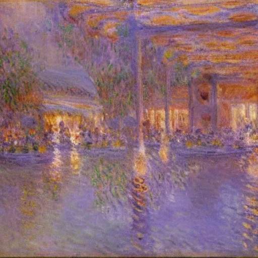 Prompt: a hawker centre by claude monet