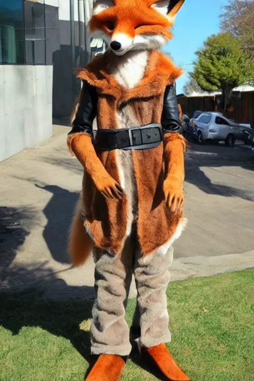 Image similar to an anthropomorphic fox, fursuit!!!!, cosplay