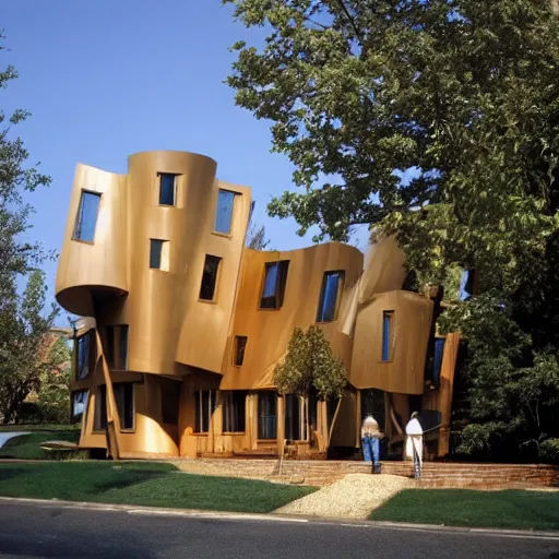 Image similar to house designed by frank gehry,