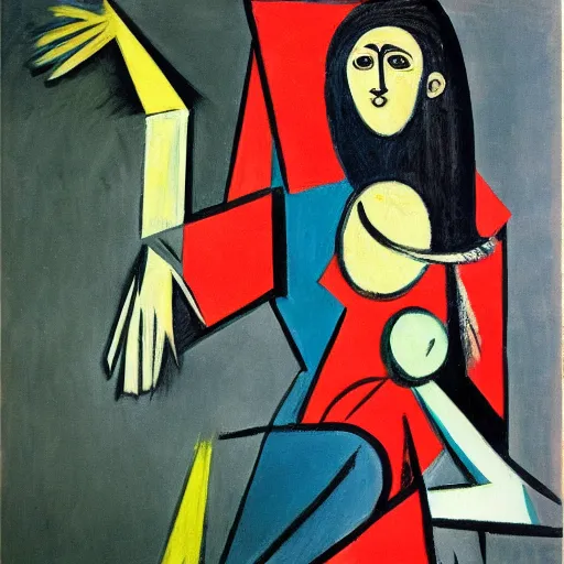 Prompt: a flamenco dancer painted by Picasso.