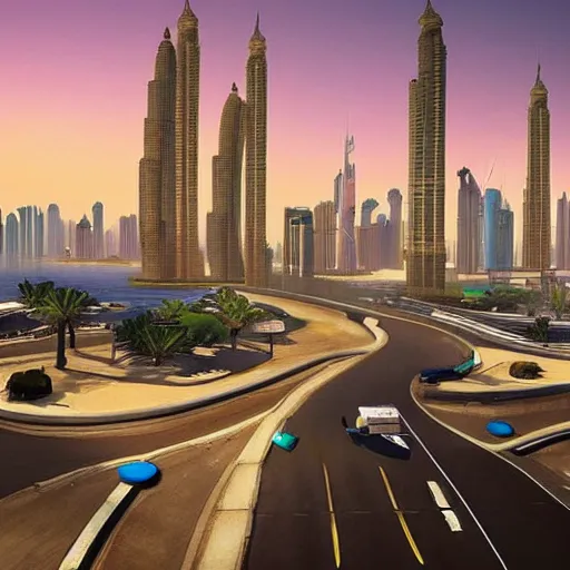 Prompt: gta : dubai by pixar