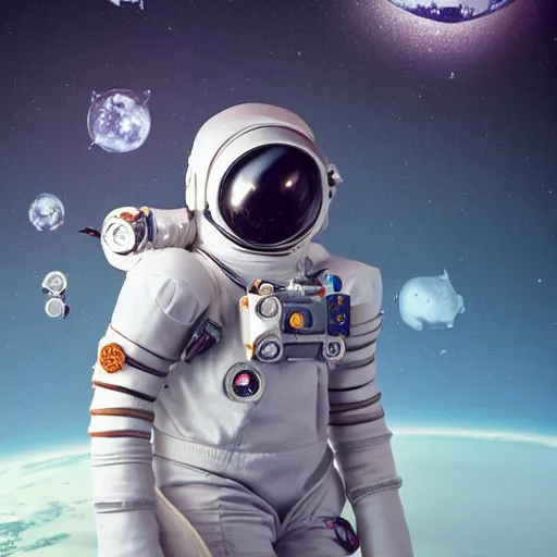 Prompt: a cybernetic symbiosis cybernetic mech astronaut sniper woman in a nasa eva suit with small nixie tube barnacles, nasa eva suit, by beeple, white fractals, small nixie tubes, nasa canadarm, maxillipeds, chelicerae, chelate appendages,