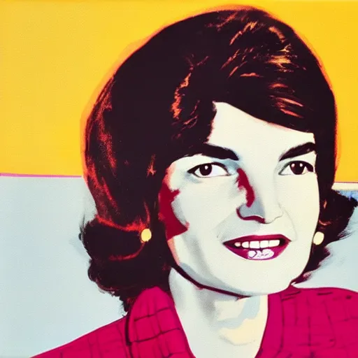 Image similar to painting of jacqueline kennedy. art by andy warhol during golden hour. extremely detailed. beautiful. 4 k. award - winning.