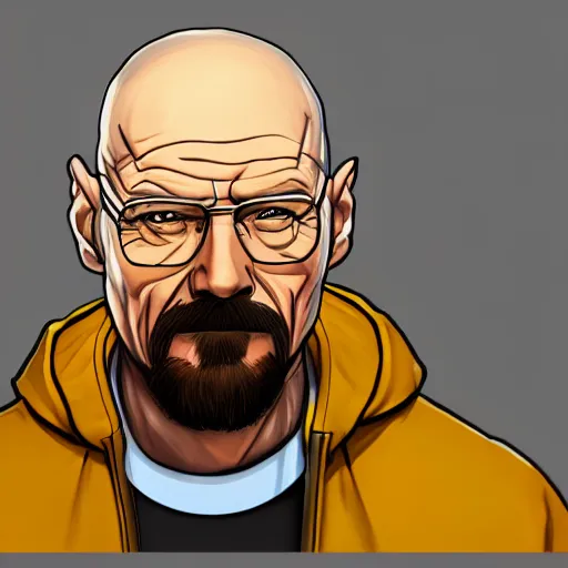 Prompt: Walter White drawn in the league of legends character splash art, digital art, trending on artstation, behance