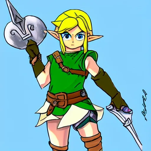 Prompt: Link (Legend of Zelda) as a femboy, cute portrait, dummy thicc