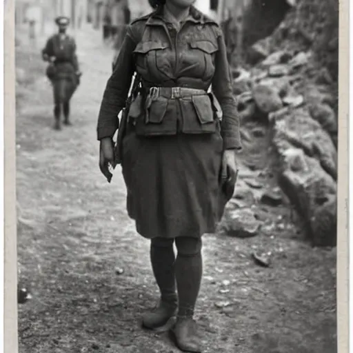 Image similar to a photo of a woman soldier in madrid from the spanish civil war