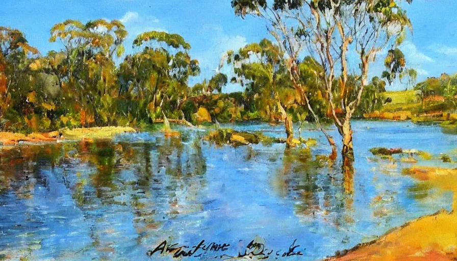 Image similar to impressionist painting by antoine blanchard of the manning river in taree australia