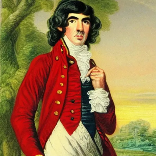 Image similar to regency era painting of a young george harrison in the style of thomas gainsborough