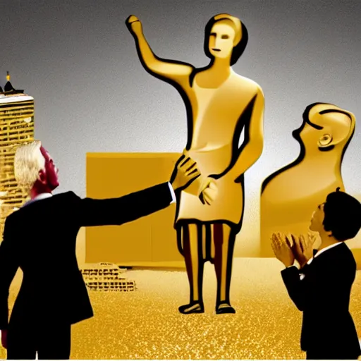 Image similar to photo of business people worshipping a golden calf